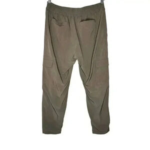Athleta Chelsea Cargo Travel Pant Tan Khaki Pull On Elastic Waist Size 14
